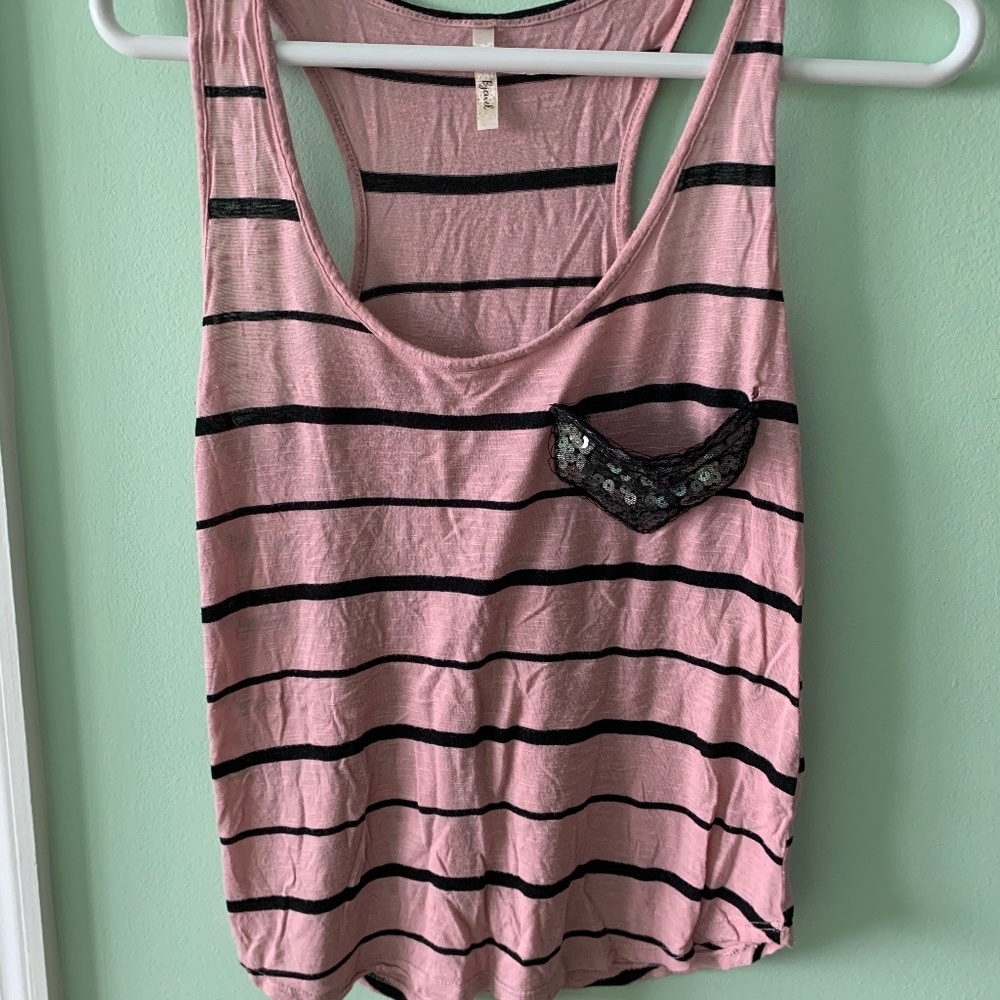 Pink with black stripes tank top